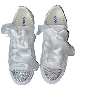 Crystal & Charms Low Top Converse Sizes 5-14 New In Box With Ribbon Laces